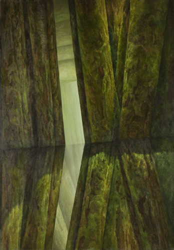 Ohne Titel (MoosraumX), 200 x 140 cm, Acryl, Öl auf Leinwand, 2011