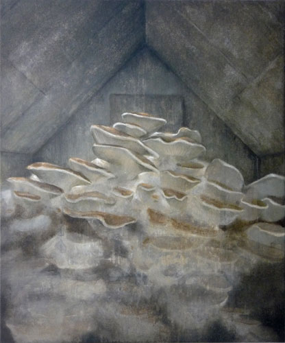 Pilzaltar, 60 x 50 cm, Acryl auf Leinwand, 2012