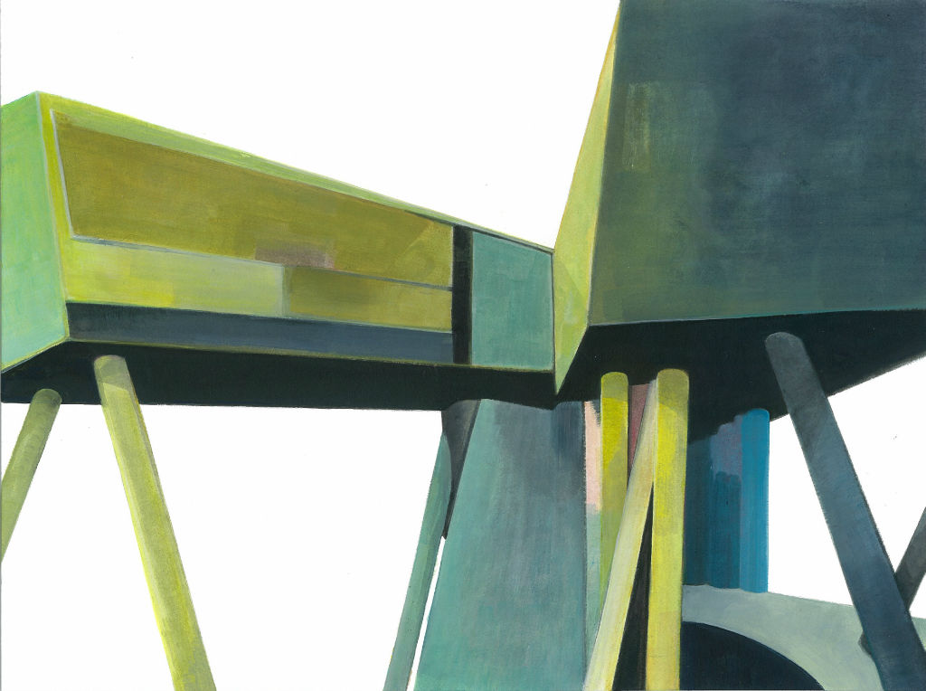Behausungen No. 6 (Wien, Hadid), 2011, Acryl auf Karton, 24 x 32 cm