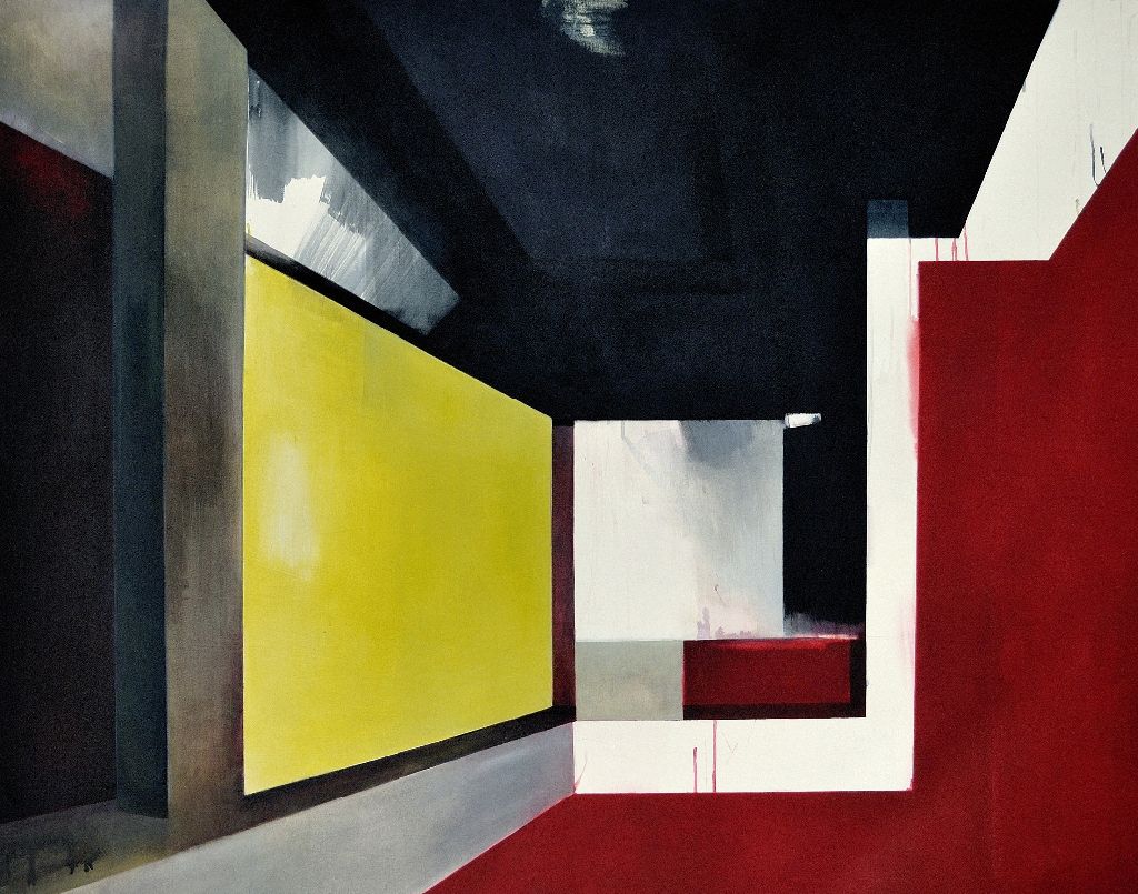 StadtHausRaum, 2008, Acryl auf Nessel, 150 x 200 cm; Foto: G. Mueller