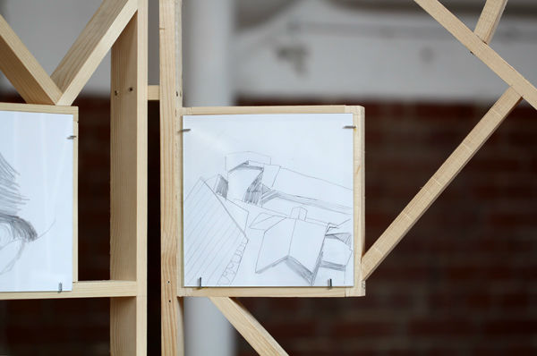 "Reconstruction (Formine/Tessin)" | paper, pencil, wood, glass | 2013