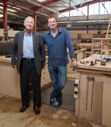 Terence Conran und Sean Sutcliffe, die beiden Gründer  von Benchmark Furniture (Bildnachweis: Angus Thomas) 