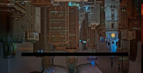 Camera Obscura: Night View of Philadelphia from Loews Hotel Room #3013, April 14th, 2014 ©Abelardo Morell/Courtesy of Edwynn Houk Gallery, New York