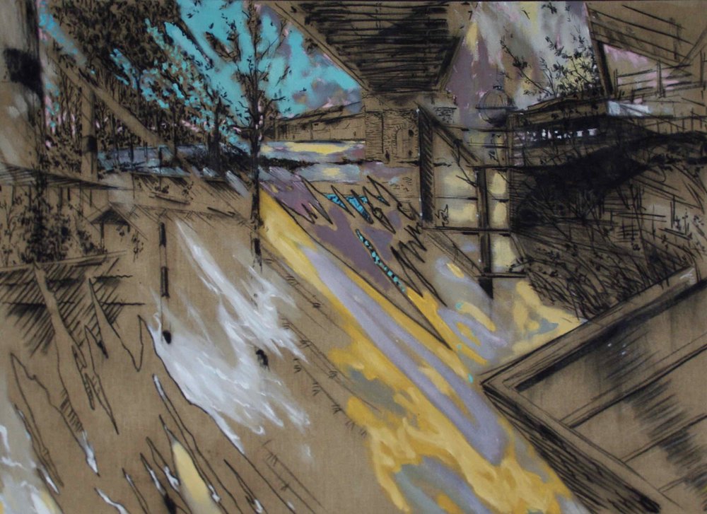 U1, 2017, Coal and Acrylic on canvas, 130 x 180 cm
