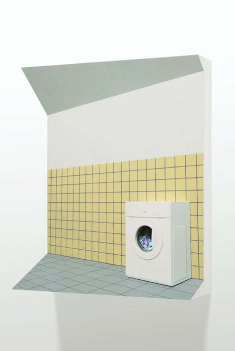 Wasmachine, 2013, MDF, Alkyd Verf., LCD-Monitor, 60 x 75 x 27 cm